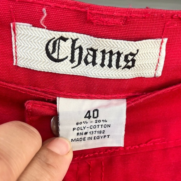 CHAMS  Men's Vibrant Red Cargo Pants, Men’s Size 40 - Picture 9 of 12
